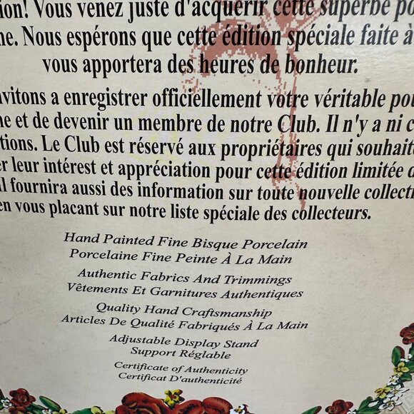 Limited Edition Collector's Choice Genuine Fine Bisque Porcelain Doll - Picture 6 of 9